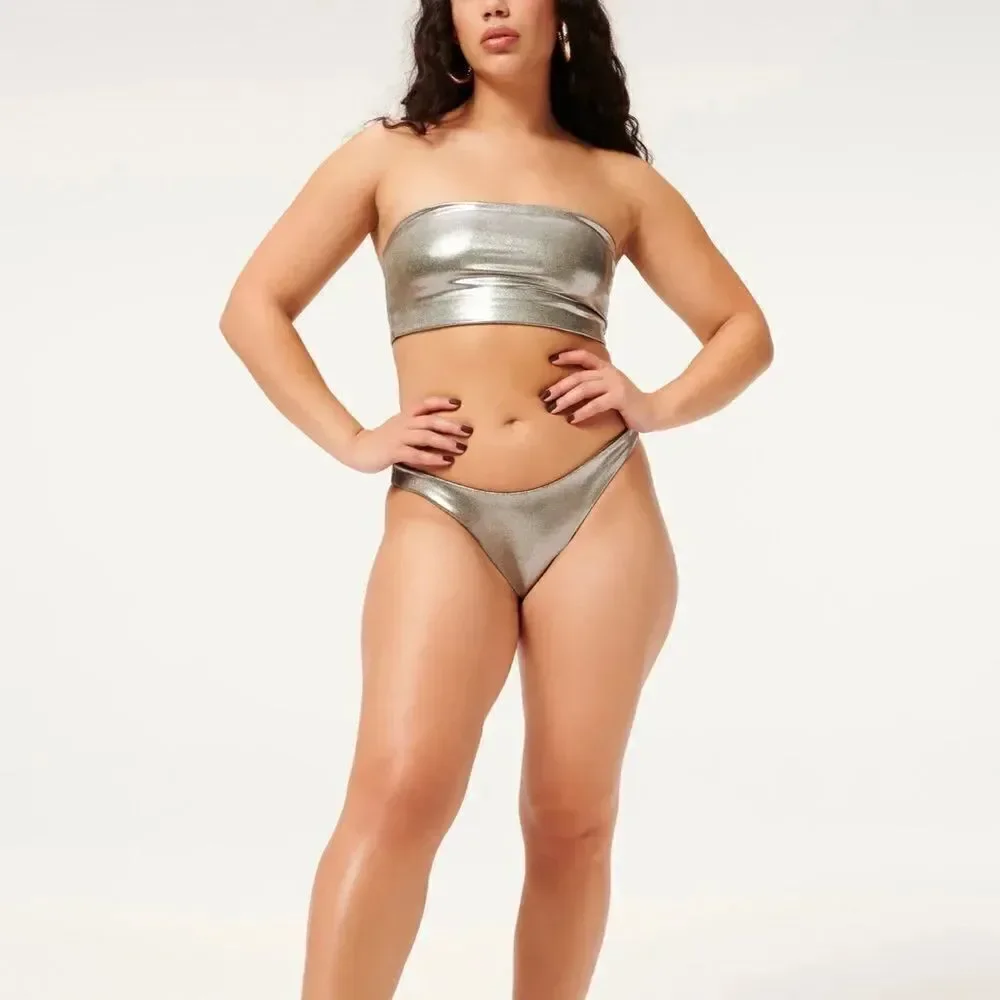 Good American Metallic better reversible bikini bottoms